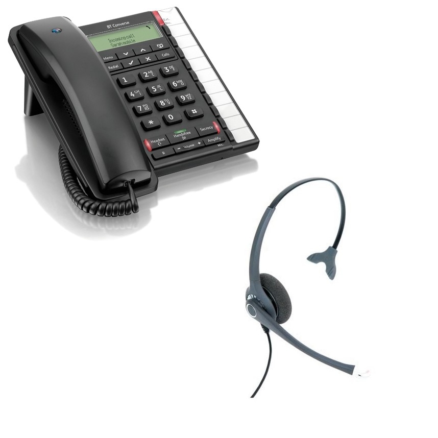 BT Converse 2300 Corded Telephone - Black & Project 102 Monaural Noise  Cancelling Headset Bundle | From £ | 040212 | PROJECT 102 | PMC Telecom