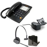 Agent 1000 Corded Telephone - Black and Plantronics CS540 Convertible DECT Cordless Headset - A Grade (84693-02) and Plantronics Savi HL10 - Straight Plug Version (60961-35) Bundle