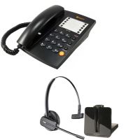 Agent 1000 Corded Telephone - Black and Plantronics CS540 Convertible DECT Cordless Headset - A Grade (84693-02) Bundle