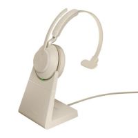 Jabra Evolve2 65 - Link380c - Mono Headset with Charging Stand - Beige - UC or MS