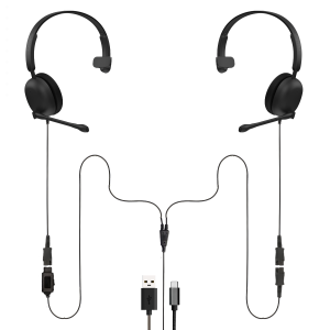 Project Telecom Training & Supervising TAA & NDAA Compliant USB-A/C Headset Bundle