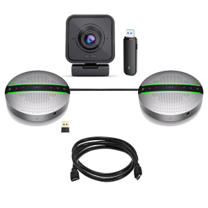 Project Telecom Marconi | Wireless HD 1080p Webcam | Premium USB Wireless Bluetooth Daisychain Speakerphone Bundle | Conference Room Cable Kit